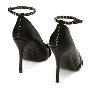 Décolleté nere micro borchie, tacco 10,5 cm