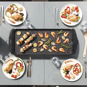 Cecotec Tasty&Grill 3000 RockWater L. 2200 W, grande surface 65 x 30 cm, revêtem