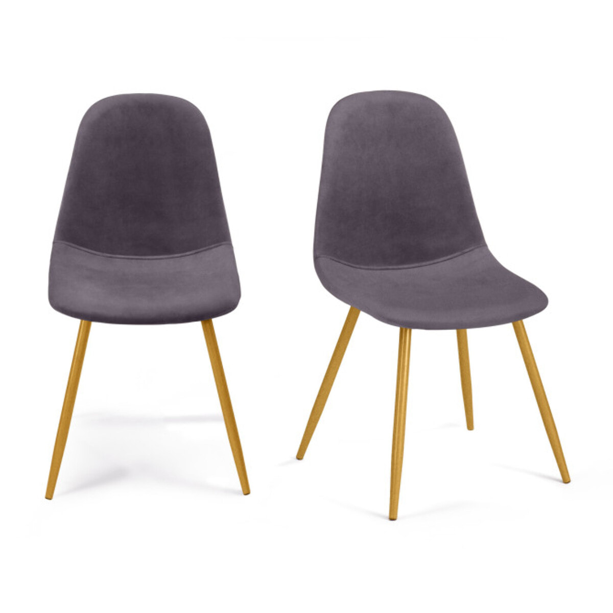 Chaises Sofia - Gris foncé - pied doré