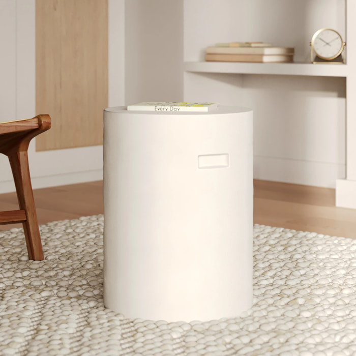 Table d'appoint ronde en béton blanc D35 cm - Santorini