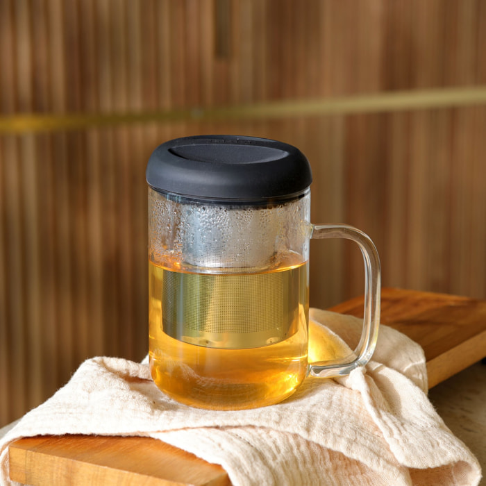 Tisanière en verre borosilicate avec couvercle en silicone 500ml FUSION