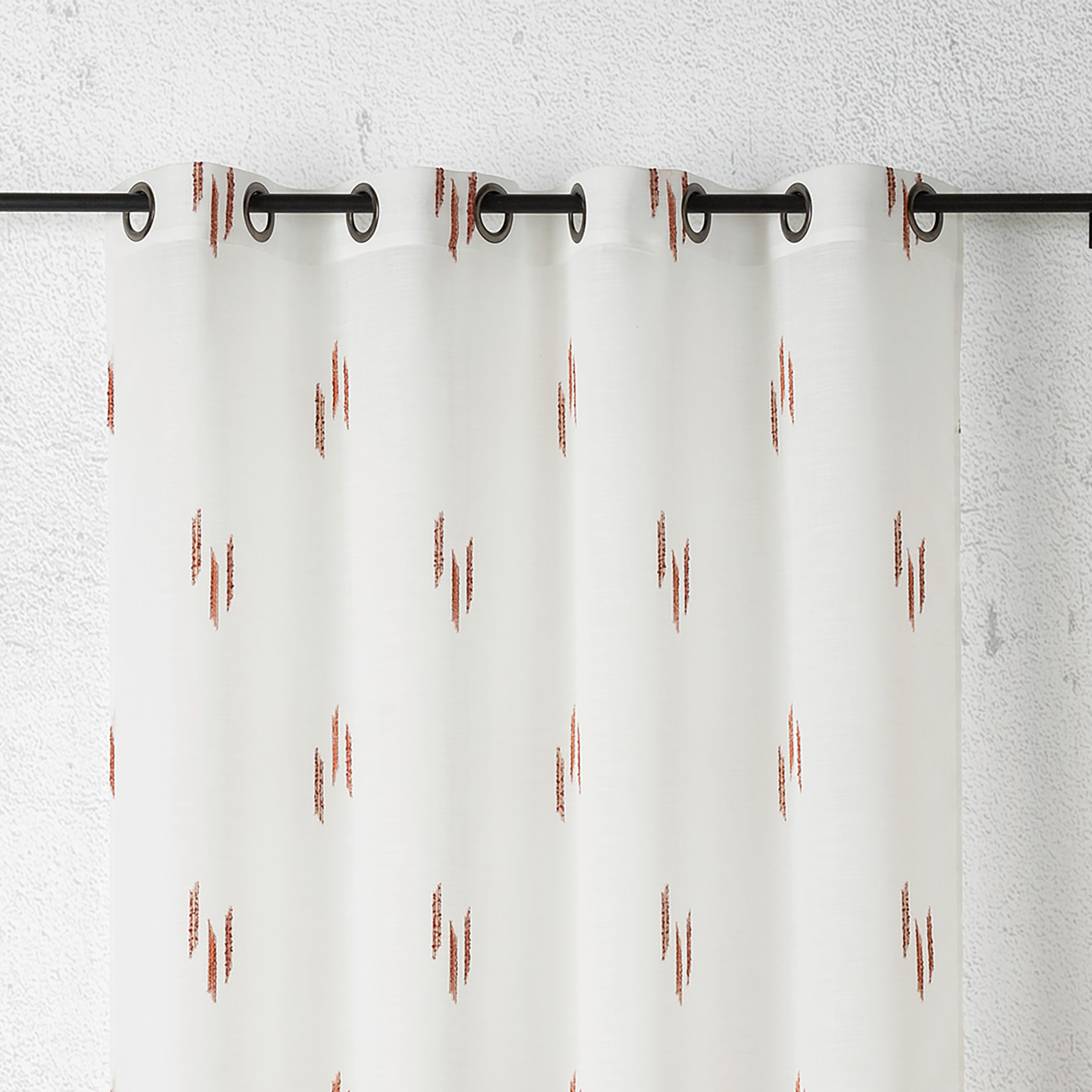Voilage texturé motif fil coupé esprit ikat - Terracotta