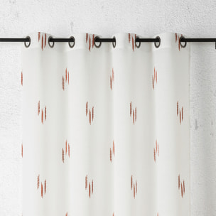 Voilage texturé motif fil coupé esprit ikat - Terracotta