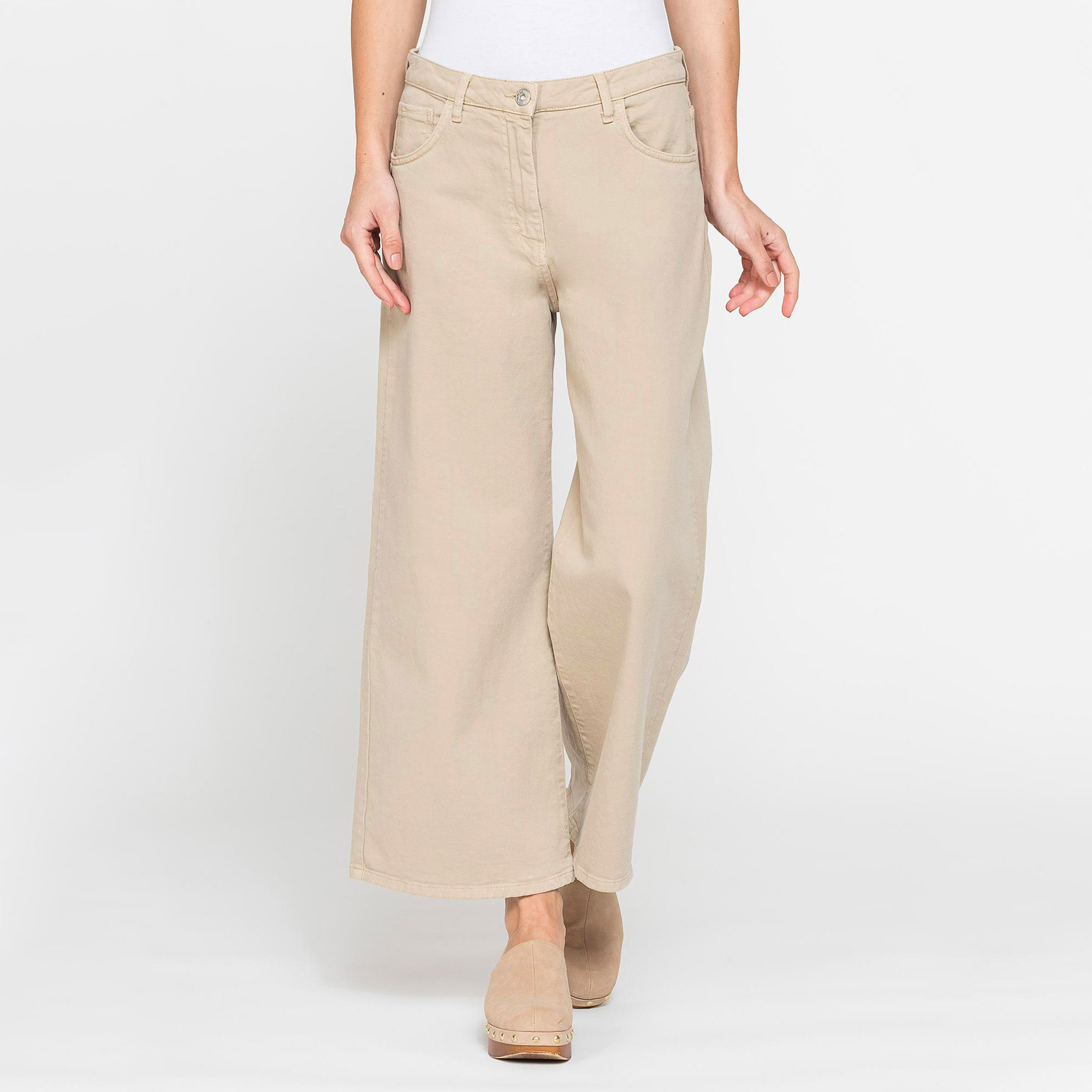 PANTALONE CULOTTE IN BULL DENIM STRETCH.