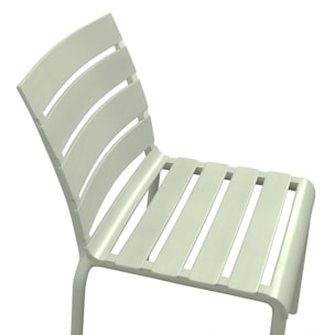 Lot de 4 chaises de jardin empilables avec assise et dossier à lattes vert