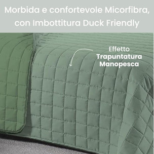 INTRECCI Copriletto Matrimoniale Estivo, Trapunta Estiva Matrimoniale, 260x260 cm, Coperta Estiva, anche Primaverile, Double Face, Moderna, Leggera, Elegante. Colore: Verde/Salvia