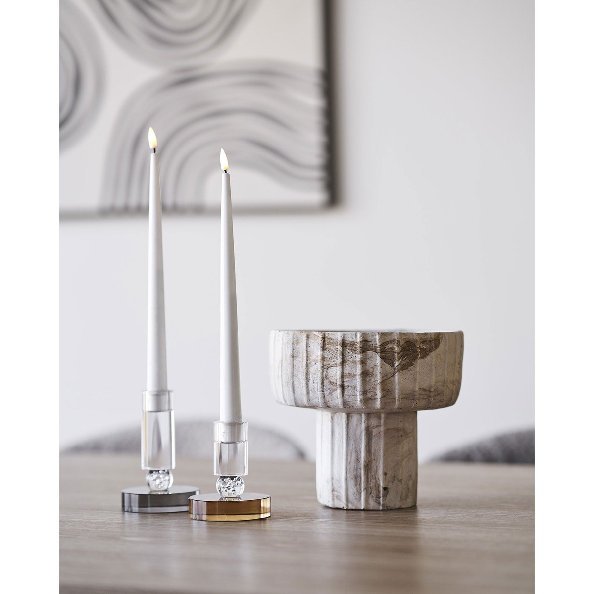 Portacandela in vetro marrone e bianco ø8,5x10 cm — Vikasa Home