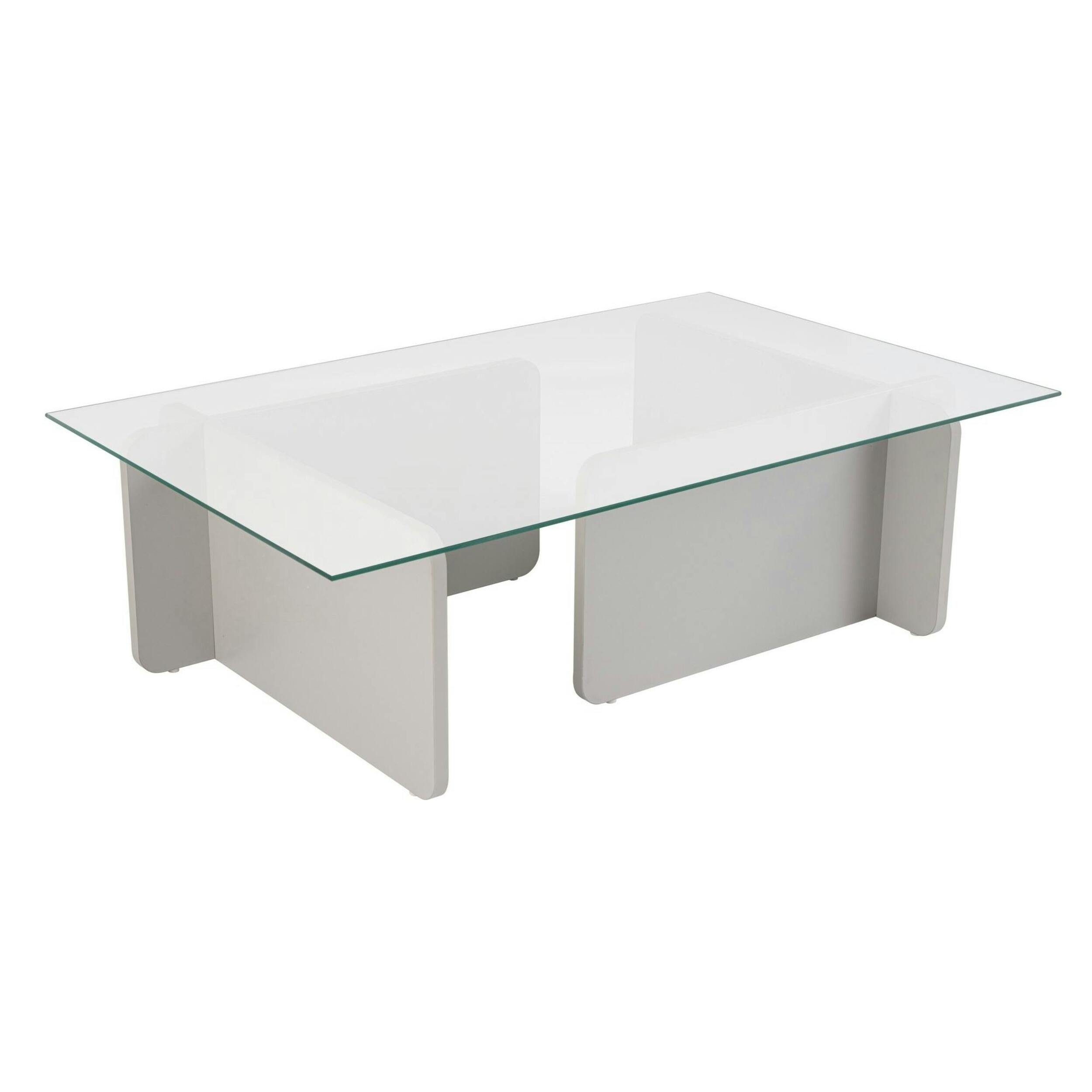 Table basse verre déstructurée – base gris clair SALTA