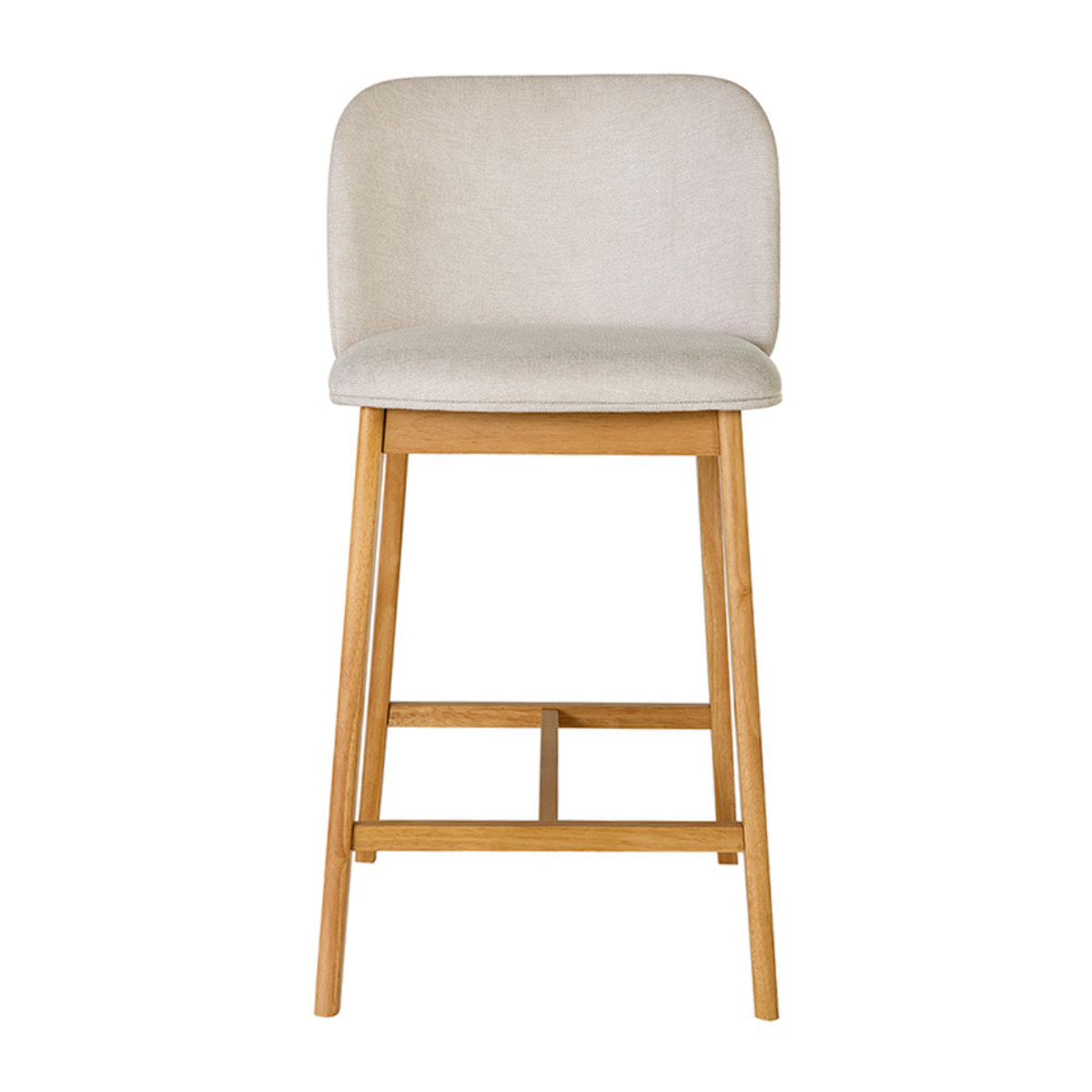 Tabourets de bar en tissu effet velours texturé beige et bois clair H69 cm (lot de 2) TIEGA