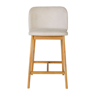 Tabourets de bar en tissu effet velours texturé beige et bois clair H69 cm (lot de 2) TIEGA