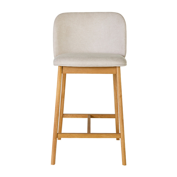 Tabourets de bar en tissu effet velours texturé beige et bois clair H69 cm (lot de 2) TIEGA