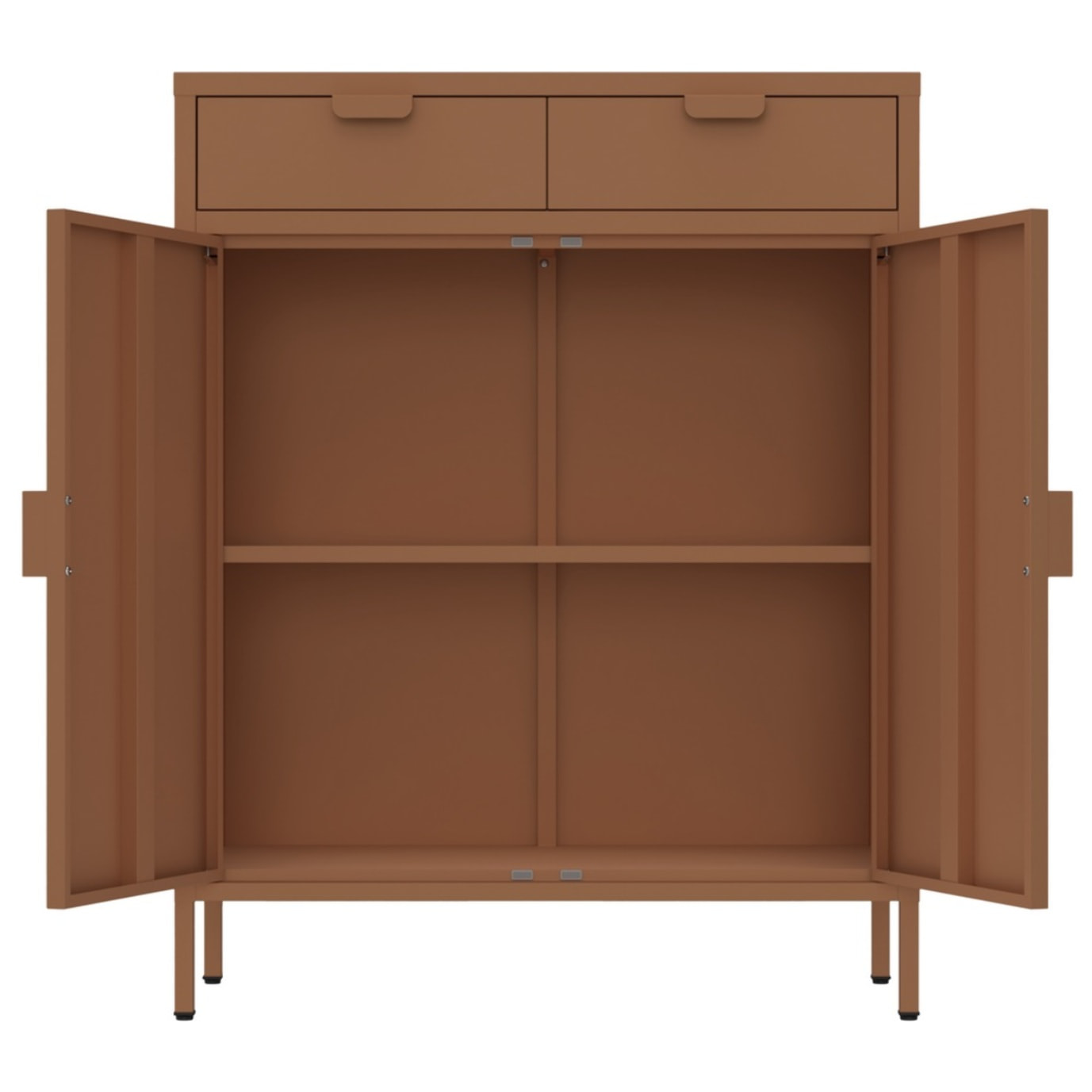 Credenza metallo 2 ante e 2 cassetti 80x38x110cm mattone - Pop