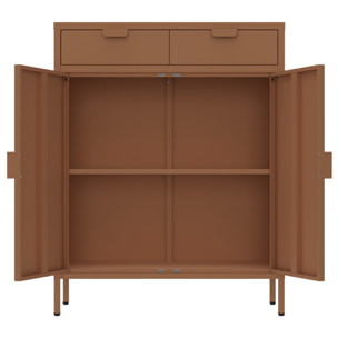 Credenza metallo 2 ante e 2 cassetti 80x38x110cm mattone - Pop