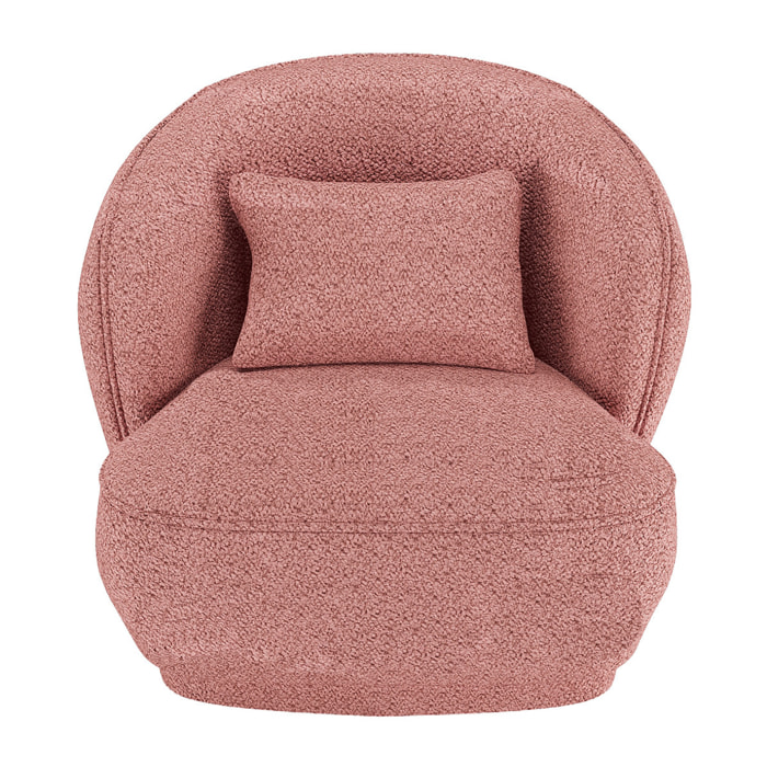 Fauteuil design bouclé rose