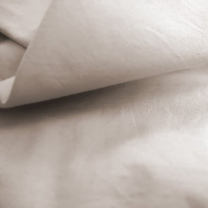 Drap-housse uni en coton, COTON LAVÉ