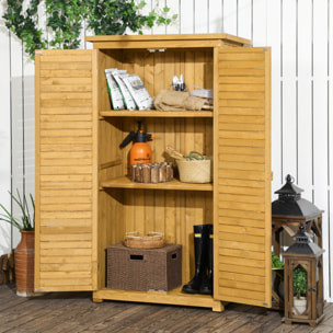 Armoire de jardin abri jardin remise pour outils sur pied 2 étagères portes persiennes toit bitumé étanche bois sapin pré-huilé