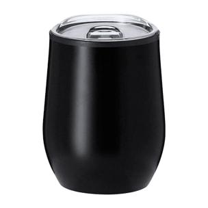 Vaso térmico en acero inox de doble pared y 330 ml de capacidad. Con dosificador en tapa transparente de fácil apertura, libre de BPA.