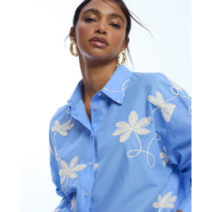 Camicia in cotone ricamata con fiori