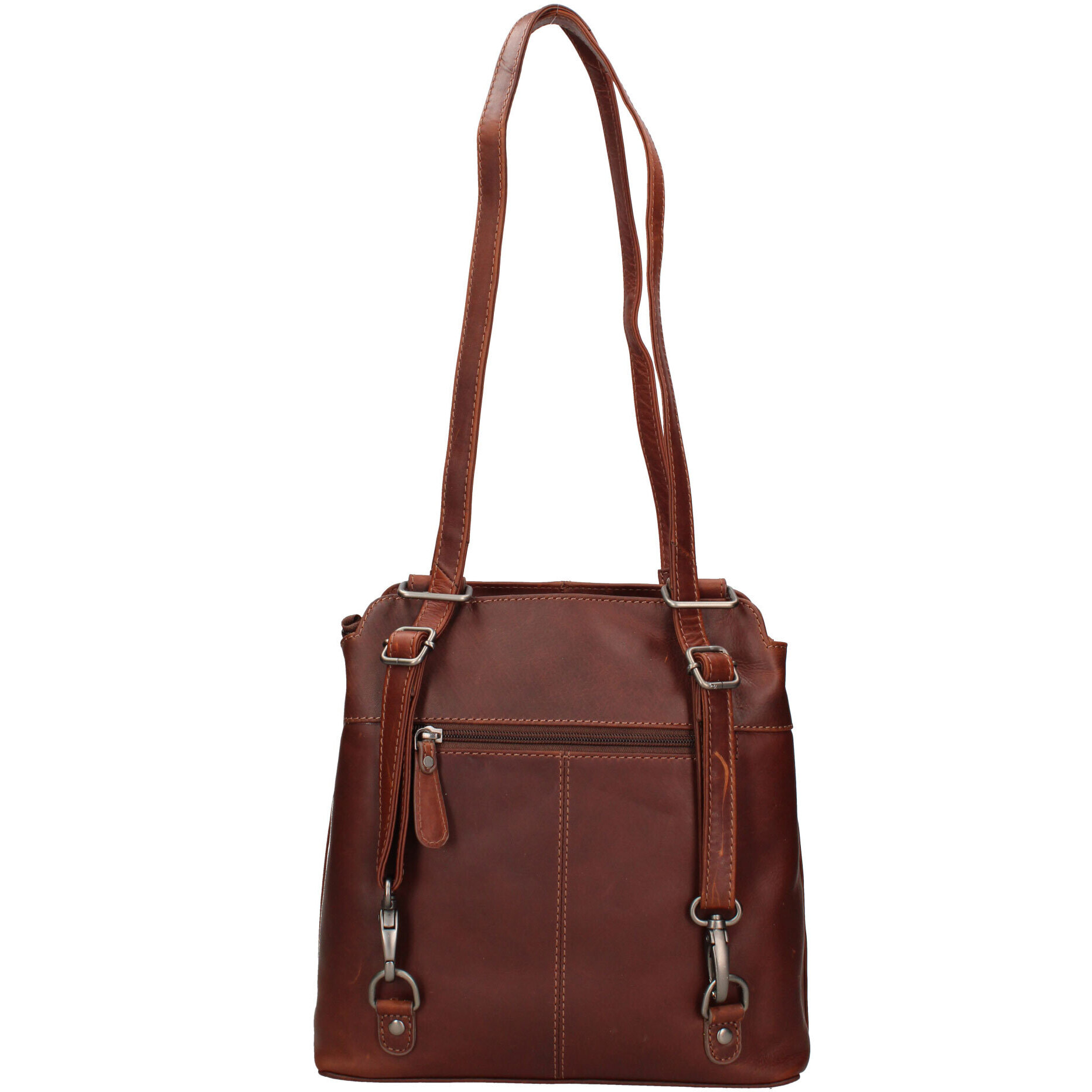 Borsa a spalla convertibile in zaino  da uomo In Vera pelle Made in Italy 19x27x11 cm