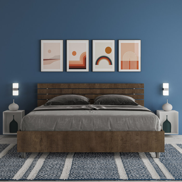 Letto contenitore 160x200 testata inclinata con doghe noce Ankel