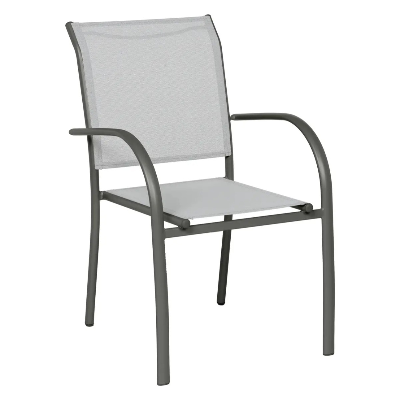 Fauteuil de jardin empilable "Piazza" galet & graphite aluminium traité époxy