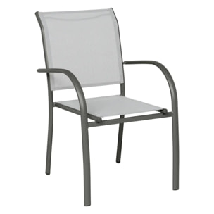 Fauteuil de jardin empilable "Piazza" galet & graphite aluminium traité époxy