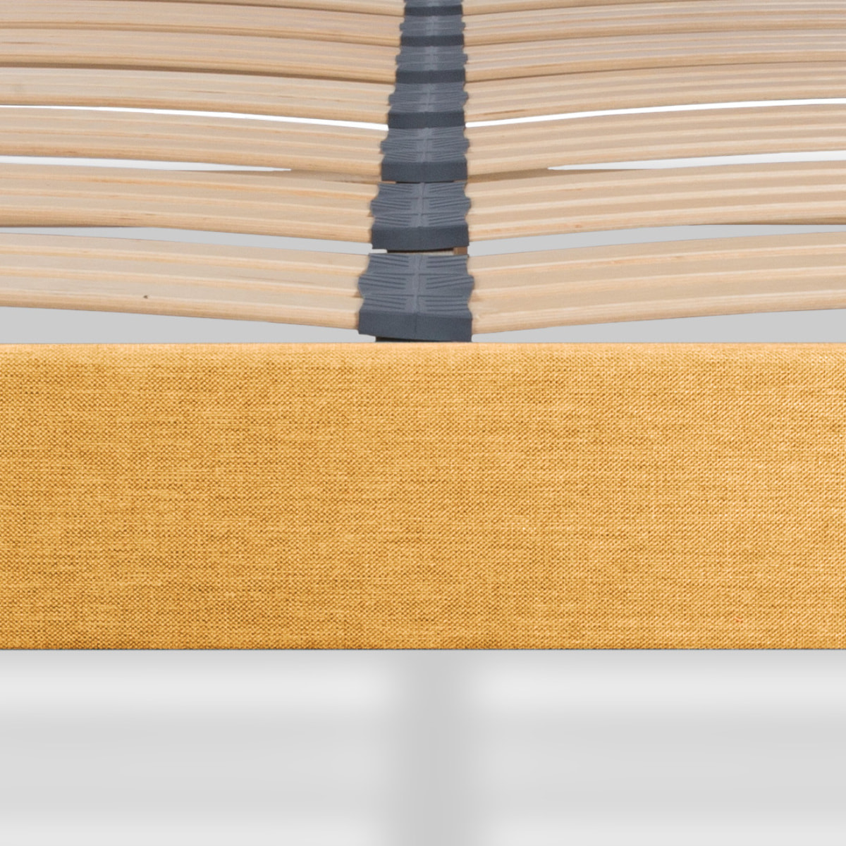 Sommier Lumière Technologie Tri-Lattes, tissu jaune, Bois Épicéa, H30 cm, Lattes Actives, Aération Optimale
