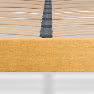 Sommier Lumière Technologie Tri-Lattes, tissu jaune, Bois Épicéa, H30 cm, Lattes Actives, Aération Optimale