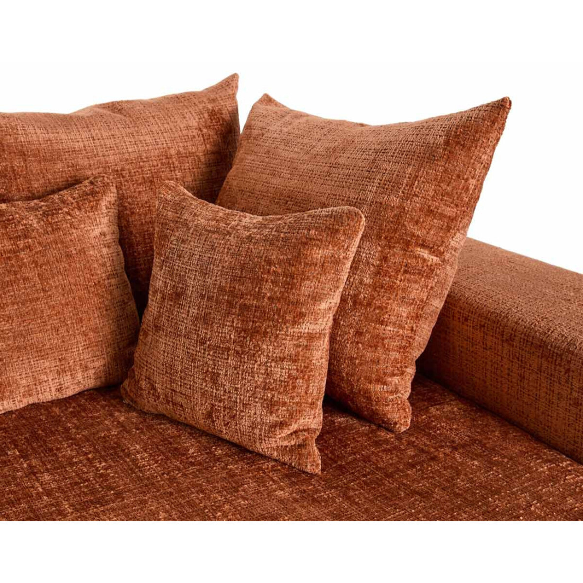 Collins - canapé droit 4 places avec double méridienne - assise profonde - en velours texturé - Terracotta