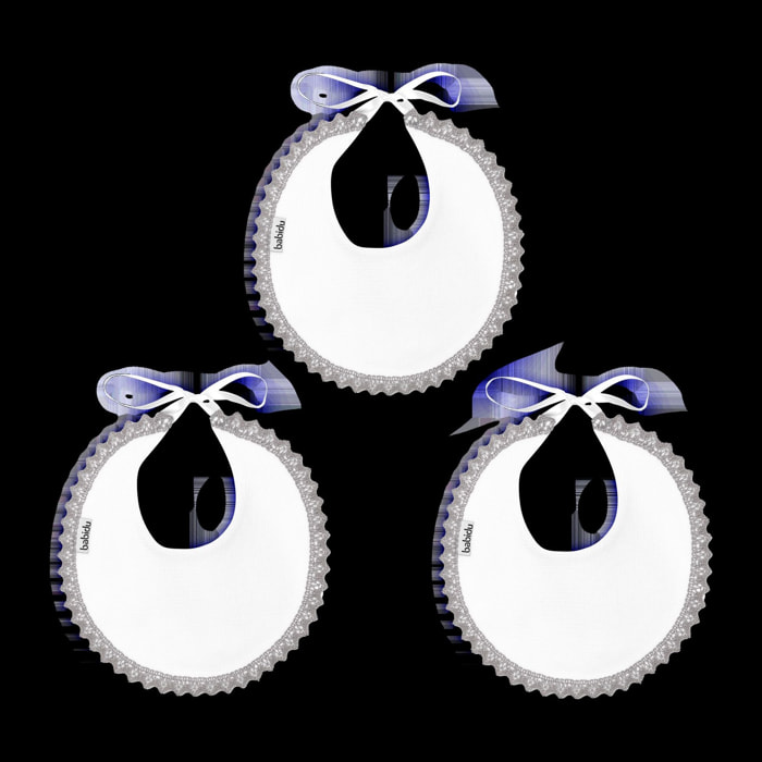 Babero Redondo Puntilla Canutillo 04 Gris Vigore Talla Uni