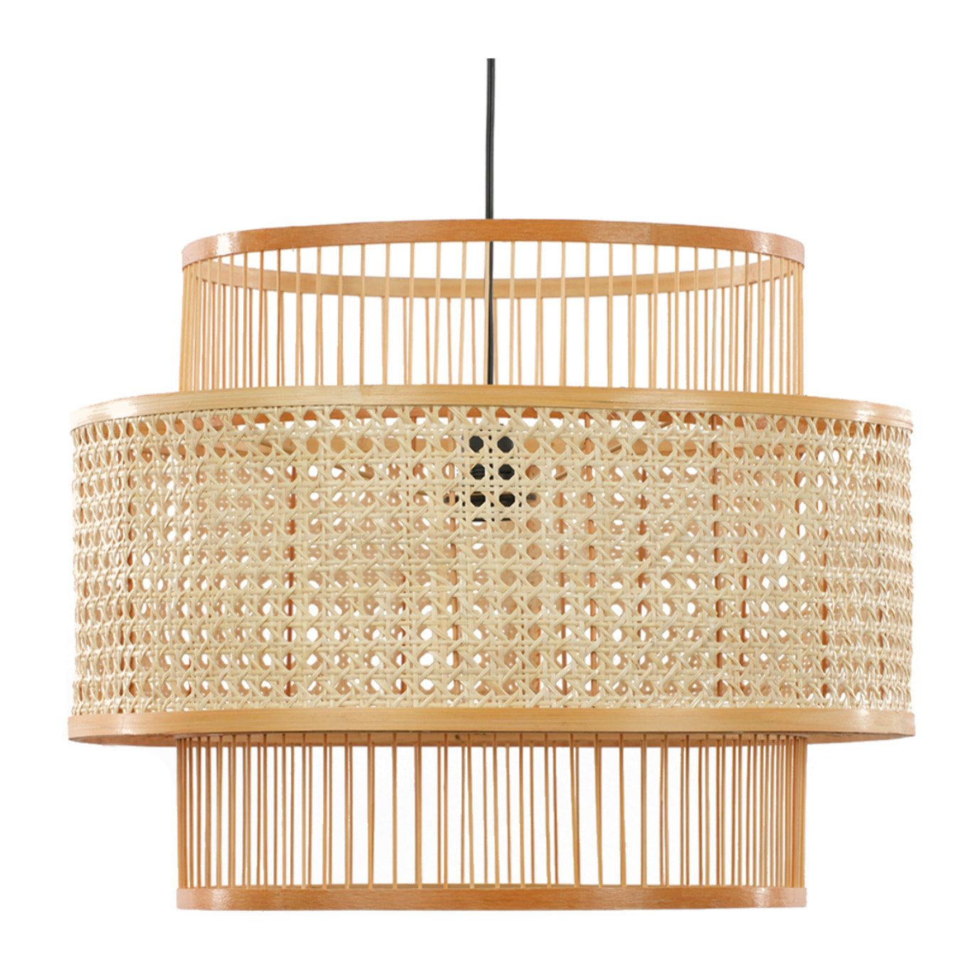 Suspension Bambou Naturel, 50x40 cm, Lumière Tamisée, Style Bohème