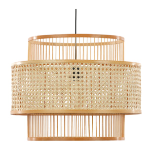 Suspension Bambou Naturel, 50x40 cm, Lumière Tamisée, Style Bohème