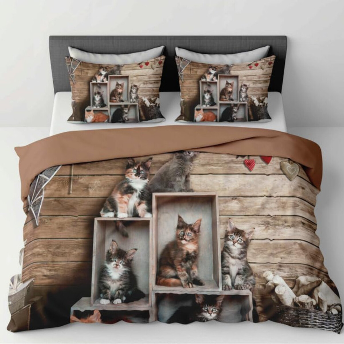 Parure Copripiumino in 100% Cotone con Federe Coordinate, Morbida e Traspirante, Certificata OEKO-TEX, Fantasie Moderne per Camera da Letto