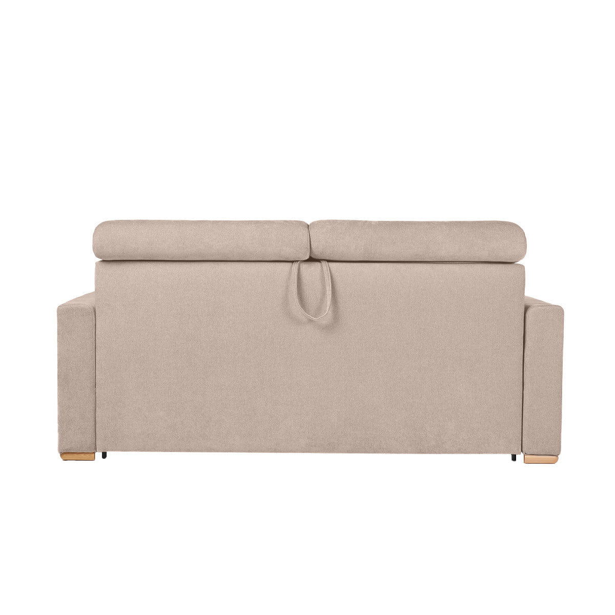 Canapé convertible avec têtières ajustables 3 places en tissu effet velours beige avec matelas 18 cm NORO