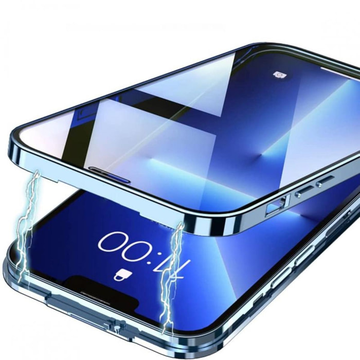 Coque 360 intégrale aimanté bleu et transparente iPhone 14 Pro Max