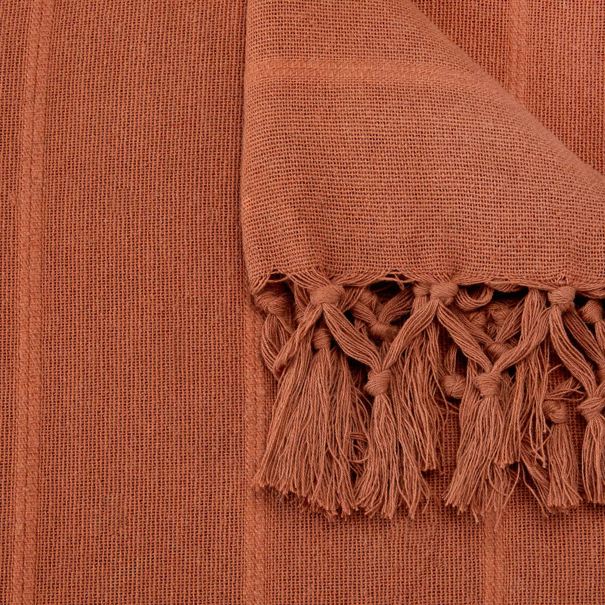 Jeté de lit Anjali 230x250 terracotta en coton