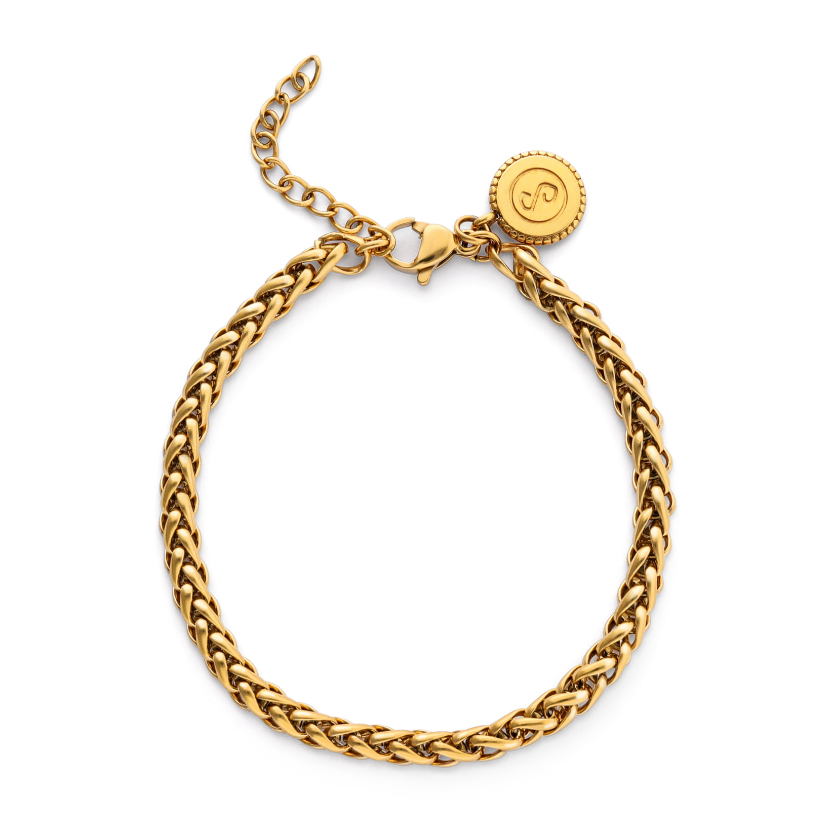 Pulsera Fine Disco Acero Baño Oro