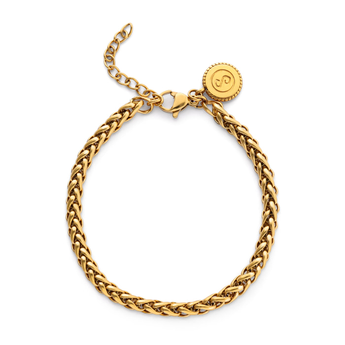 Pulsera Fine Disco Acero Baño Oro