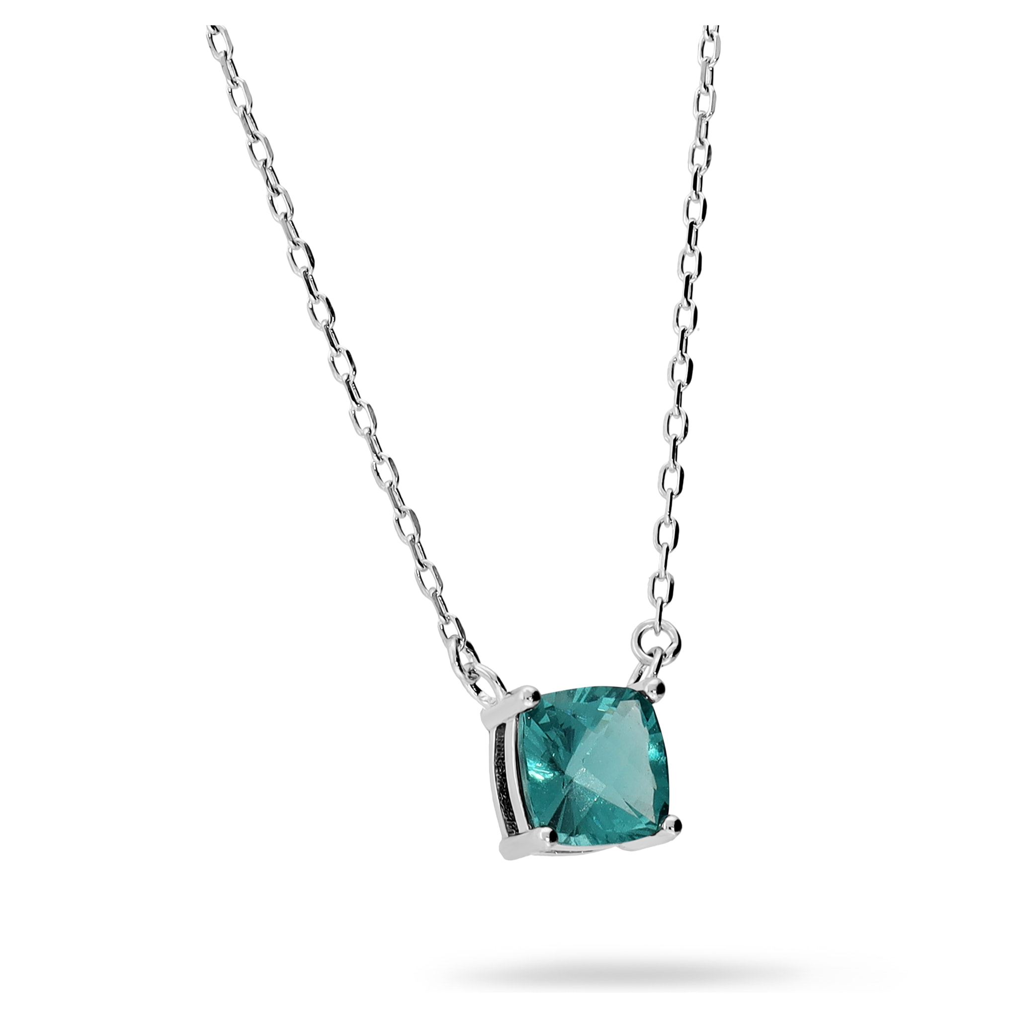 Collana in Argento 925 con Ciondolo in Pietra Prisma Gem Verde Acqua