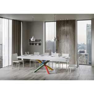 Mesa extensible 90x140/244 cm Volantis Premium Fresno Blanco estructura multicolor 4/B