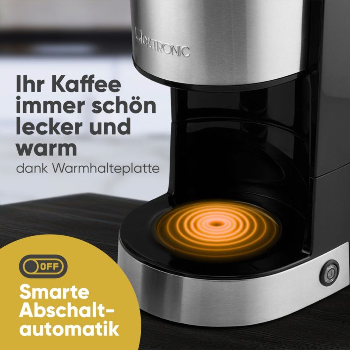 Machine à café 1,5L 800W Inox Clatronic KA3808-Inox