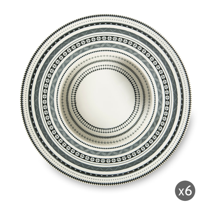 Set 6 piatti fondi Excelsa – Etnico, Ceramica Multicolore