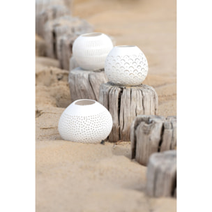 J-Line Photophore Noix De Coco A Trous Blanc Assortiment De 2