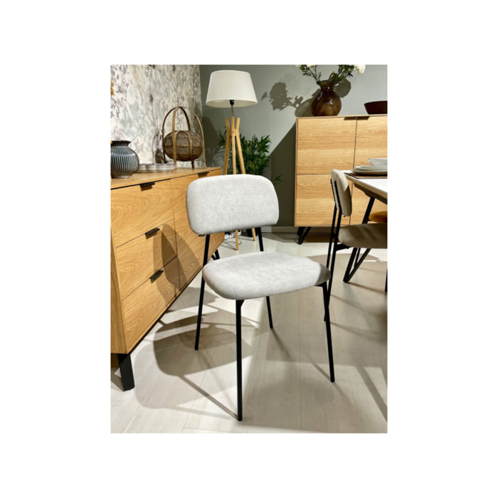 Chaise de repas en tissu doux avec 4 pieds en métal noir - MIRA