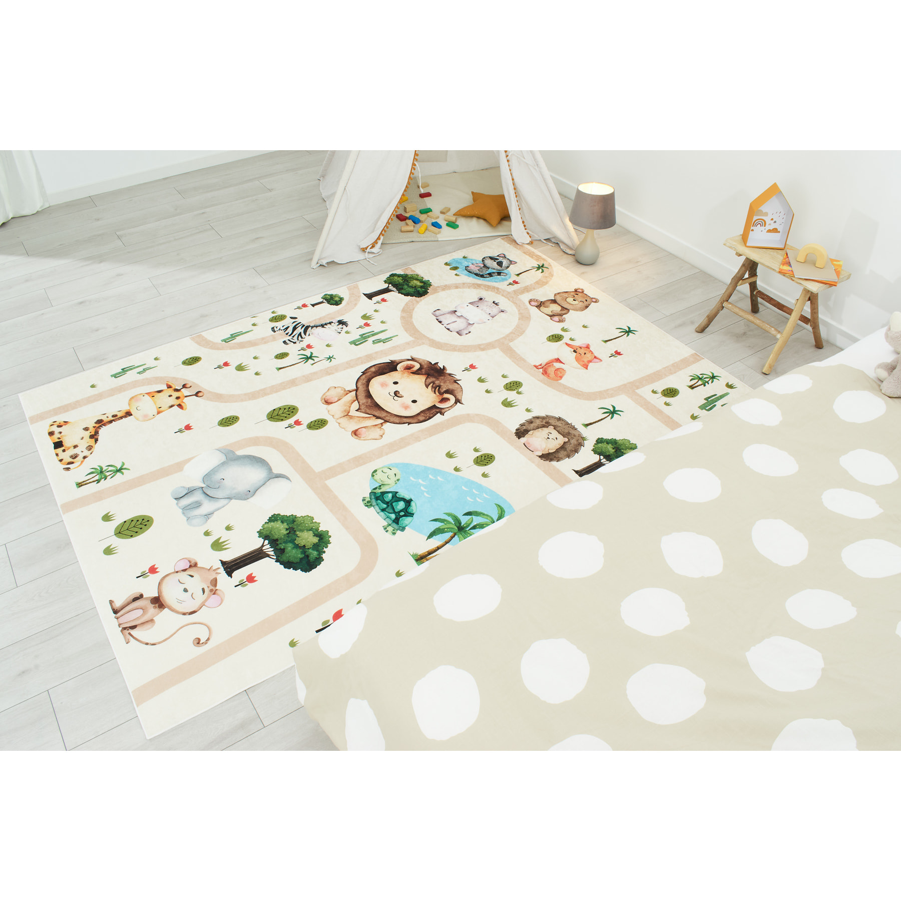 HAPPY - Tapis enfant motif circuit animaux