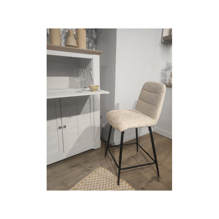 Tabouret de bar rembourré en tissu avec pied métal noir - LILA
