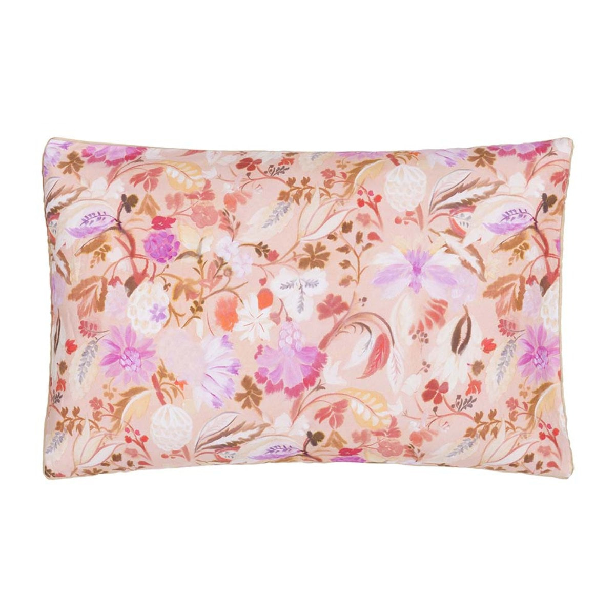 Taie d'oreiller imprimée en satin de coton, GIRADON, Rose clair