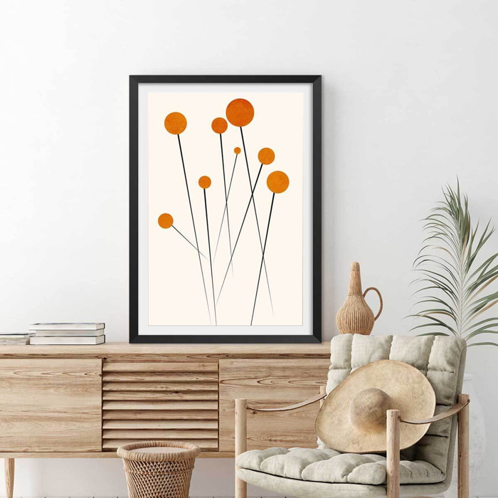 Affiche fleurs Waterflower dancing Affiche + cadre en bois - Noir