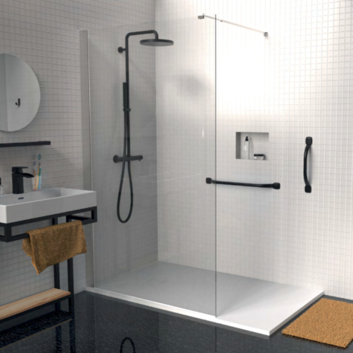 Barre d'appui PELLET Mana 70 cm Noir mat