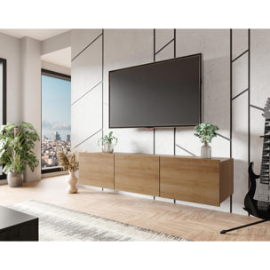 Alix - meuble tv modulable 150 cm - 3 portes - Effet chêne